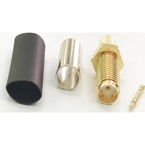 100pcs RP-SMA female Pin Nut Bulkhead Connector for RG58 RG142 RG400 LMR195 Coax cable connector Adapter