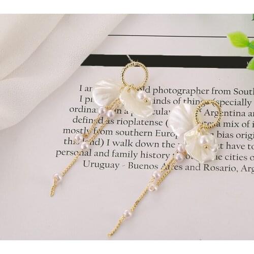 Popular Jewelry Earrings Sales Temperament Simple Pearl Petals Long Tassel Earrings Fashion New Earrings Women