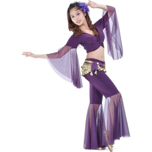 2018 Fashion Professional Belly Dance Costume Set Top+Pants+Belt 3pcs set Indian belly Dancewear Practice Costume