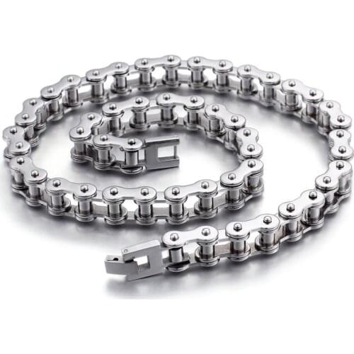 22inch 11mm Wide Trendy Jewelry Silver Color Stainless Steel Motorcycle Bicycle Chain Mens Boys Necklace Christmas Gift