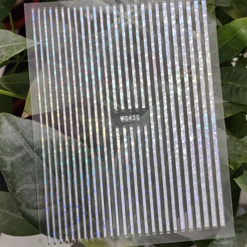 3D Stickers for Nails Geometry Line Laser Silver Design Nails Art Decoration Manicure Stickers Sliders Nail Foil Accessories