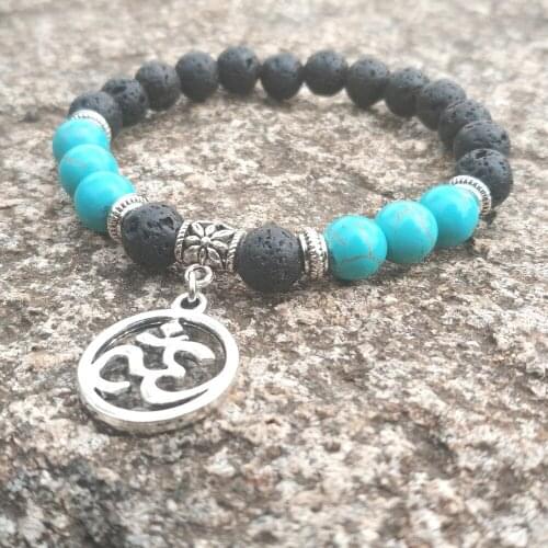 4 style Love OM 8mm Black Lava Beads DIY Aromatherapy Essential Oil Diffuser Bracelet Strand Yoga Green White Stone Jewelry