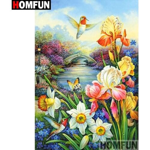 HOMFUN Full Square/Round Drill 5D DIY Diamond Painting "flower"Embroidery Cross Stitch 5D Home Decor A04039