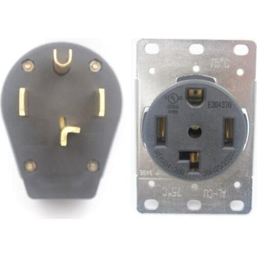 American Black 250V 30A Generator Anti-off electric plug NEMA 14-30P 14-30R industrial power plug socket inline wire connector