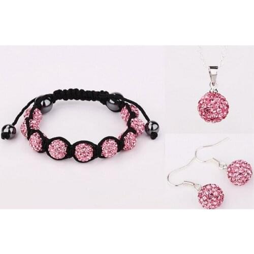 Large Discount Jewelry!Free Shipping!10mm 5Pcs/Lot Micro Pave Disco Ball crystal Set.Bracelets+Earring+Necklace GGF Hotsale