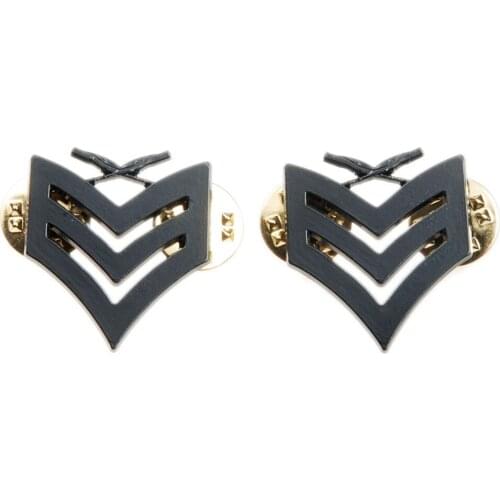 PAIR US USMC MARINE CORPS SERGEANT RANK METAL INSIGNIA BADGE PIN BLACK
