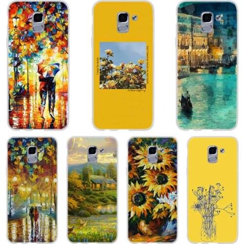Aesthetics Yellow Oil Painting Phone case For Samsung Galaxy J6 J4 J8 Plus J7 2018 J3 J5 J7 Prime Pro 2017 2016 Covers