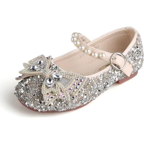 CUZULLAA Kids Glitter Butterfly-Knot Casual Shoes Girls Fashion Sneakers For Baby Children Breathable Flats Size 21-30