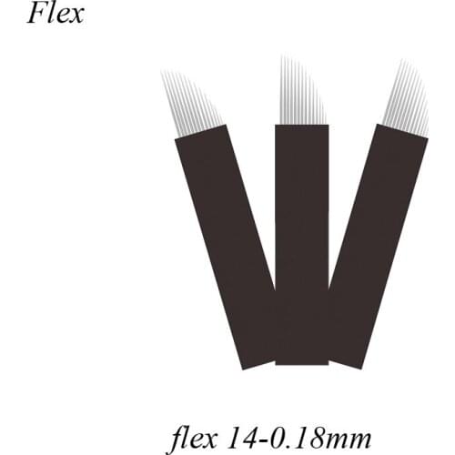 LÂMINA FLEX CHANFRADA 0.18MM MICRO Black Nano Microblading Needles 14Pins Manual Line Eyebrow Tattoo Needles Tattoo Blade