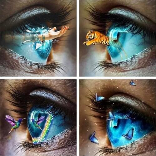 Huacan 5d DIY Mosaic Diamond Painting Full Square Eye Portrait Diamond Embroidery Cross Stitch Tiger Bird Hand Home Decoration
