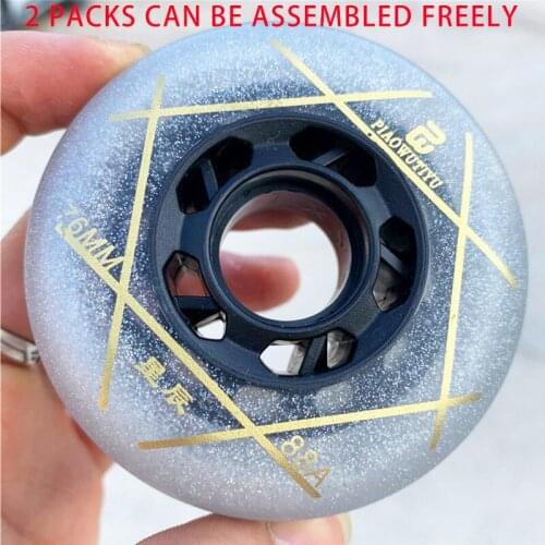 2 Pieces Star Brake Wheel Wear-Resistant Brush Street Roller Skating Wheel Accessories Roller Skates Flat Flower Wheel Movement