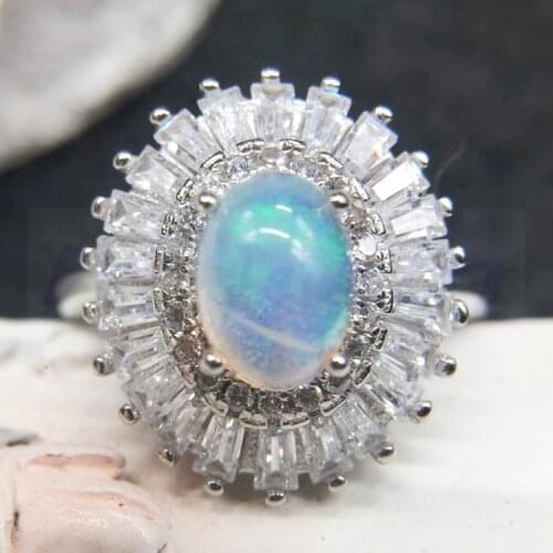Opal rings Free shipping Natural real opal 925 sterling silver 5*7mm 0.5ct gemstone Luxury style #SL18062009