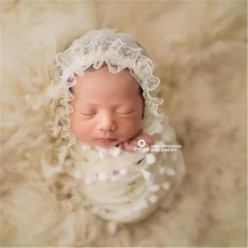 Newborn Lace Wrap Bonnet Set Photography Prop Baby Wrap Photo Prop Newborn Lace Bonnet