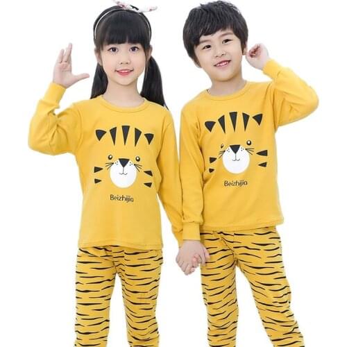 Children Clothing Set Kids Boys Girl Homewear Twin Cartoons Sleepwear Sets Long Sleeve Top + Pants 2pce 3-12 Y Teens Pajamas Set