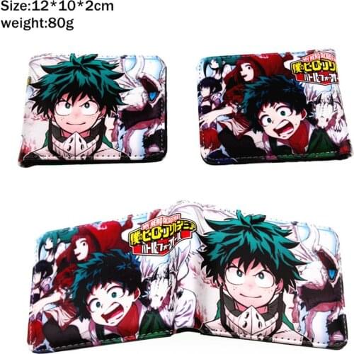 Anime My Hero Academia Midoriya Izuku Pu Wallet Short Bifold Photo Card Holder Layers Leather Boys Girls Zip Coin Pocket Purses