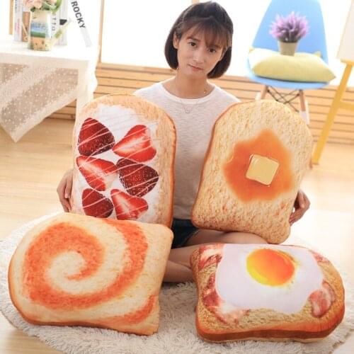 Simulated Egg Strawberry Toast Bread Doll Cute Soft Cushion Lovely Plush Toy Room Decor Birthday Gift Creative Baby Present