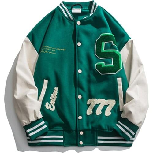 Letter Printed Varsity Jacket Men Men Vintage Towel Embroidery Patchwork Baseball Jackets College Oversize Streetwear Unisex
