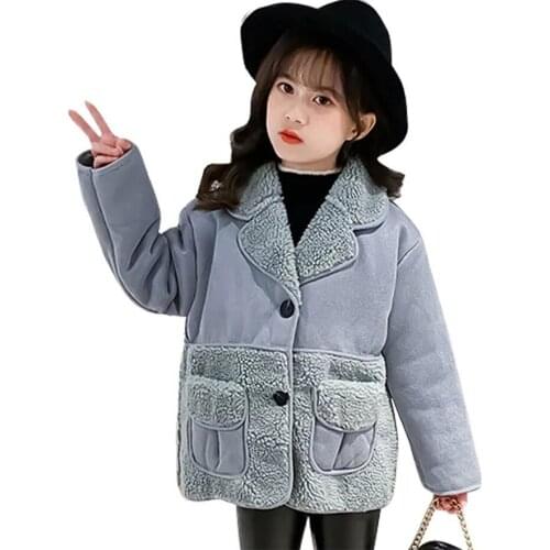 Girl Clothes Winter Girls Faux Lambs Fur Coat Wool Jacket Warm Outwear Children Jackets for Girls Kids Clothes Girls 8 To 12
