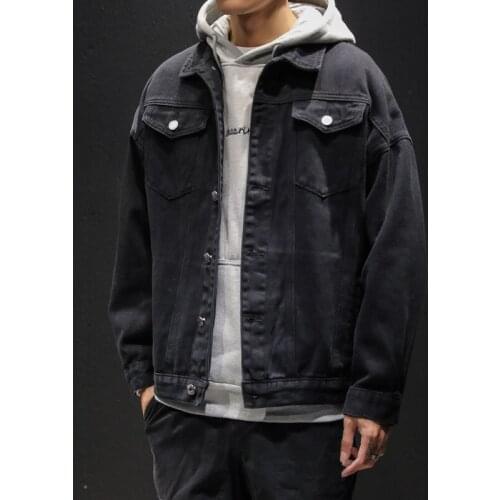 Mens Jackets Mens Spring Autumn Fashion Loose Denim Jacket Casual Handsome Jean Jacket Coat Youthful Cowboy Outerwear Male 5XL