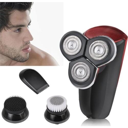JINDING Portable 4-in-1 Electric Shaver Hair Trimmer USB Rechargeable Mens Shaving Heads Razor Clipper Electric Cleaning Brush