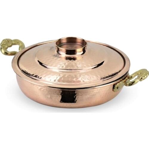 Copper Tin Pan, Copper Egg Pan (493), Copper Egg And Cooking Pan With Lid Handy 17cm Embers Made In Turkey Menemen