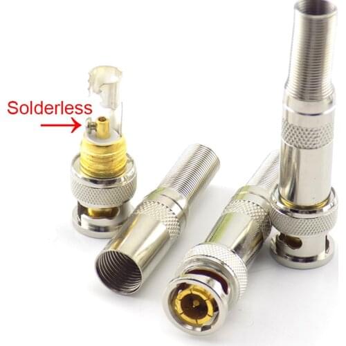 5PCS/lot Solderless Copper Pin Adapter BNC Connector Monitoring Connector Analog Camera Video Cable