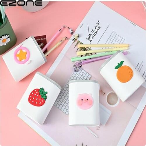 EZONE Cute Cartoon Pen Holder Student Stationery Desktop Storage Canister Creative Multi-function Cosmetic Brush Storage Box