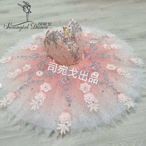 High Quality Pink Peach Fairy Doll Professional Tutu YAGP Competition Ballet Stage Costumes Pancake Tutu For Girls BT4002