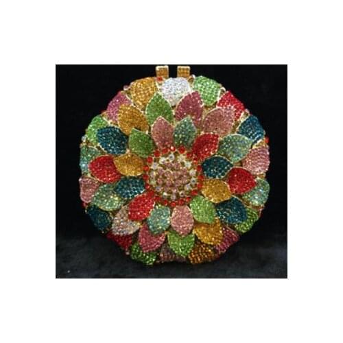 New Women Elegant Beaded Eveningbags Crystal Clutches Handmade Wedding Clutch Purse Flower Diamonds Evening Bags Chain Lady