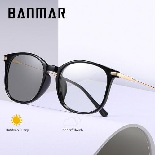 BANMAR Photochromic Anti Blue Light Glasses Men Square Metal Reading Eyewear Frame Brand Design Computer Gaming Glasses Women UV