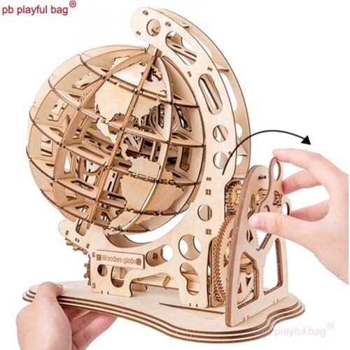 PB Playful Bag Wooden simulation handicraft ornaments DIY creative globe 3D assembled building blocks Childrens Toys UG98