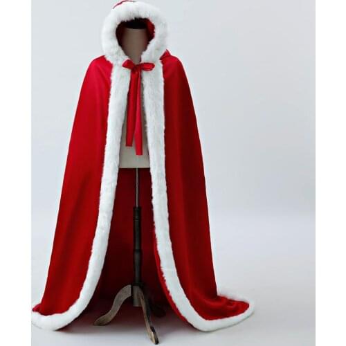 Hooded Halloween Cloaks Spring Autumn Winter Velour Plush Edge Bridal Cape Burgundy Ankle Length Long Wraps Cheap 100% Real