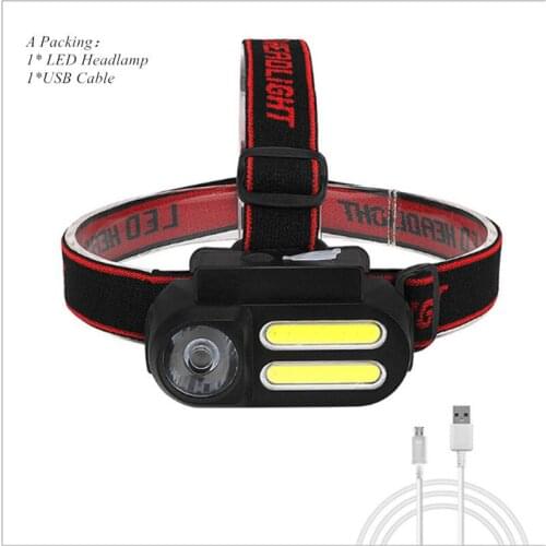 Portable Mini XPE+2* COB LED Headlamp Work Light Waterproof Headlight Use 18650 Battery for Night Lighting Flashlight head lamp