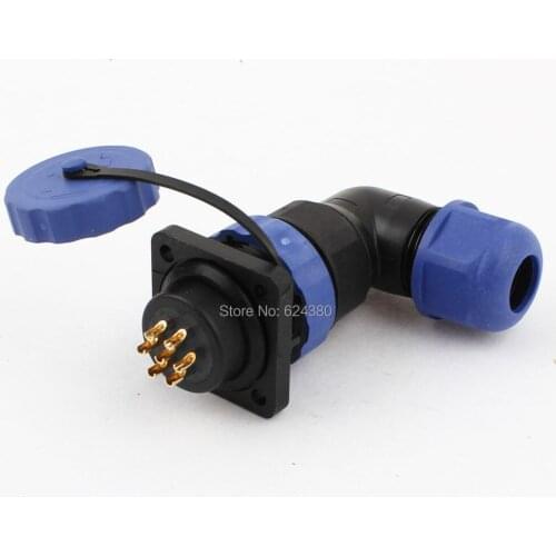 Dustproof Waterproof Aviation Connector Right Angle SD20 20mm 7 Pin Square Flange Male Female Plastic Socket Plug IP68 Discount