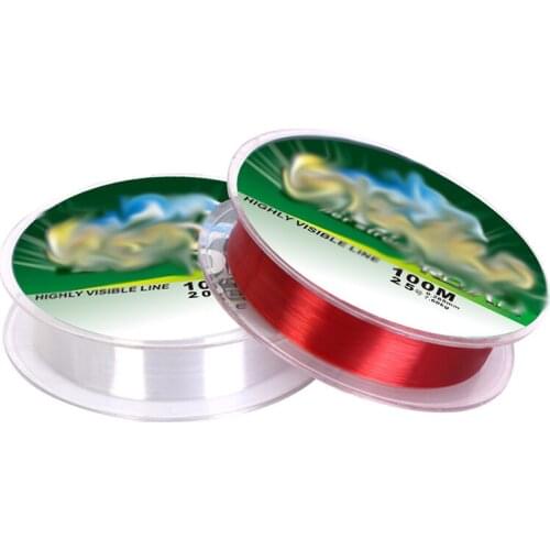 100M Fishing Line Red/Clear Two Colors Super Strong Japanese 100% Nylon Transparent Not Fluorocarbon Fishing Tackle Accessories