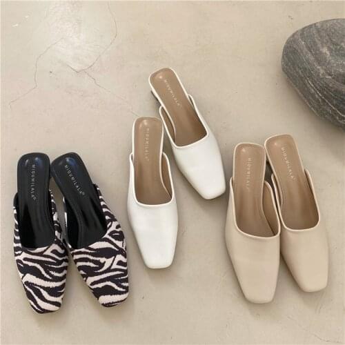 Women Slides Square Toe Slip On Fashion Mules Shoes Women Casual Ladies Sandals Woman Slippers