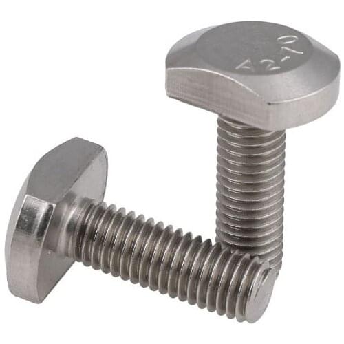 2PCS T-Bolt 304 Stainless Steel T Bolts T-Slot T Head Bolt Hammer Clamp Screw A2-70 M6 6MM X 40MM A2 GB37 1.25MM Pitch *AT908X2