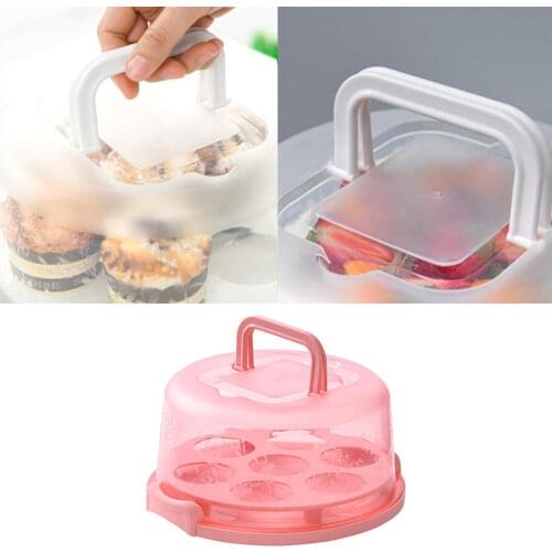 Cake Cupcake Muffin Carrier Holder 7 cup Server Translucent Dome Locking Lid