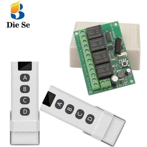 Smart Swtich Universal Relay Receiver DC 6~30V 4CH Controller With 433Mhz RF Wireless Remote Contol for Garage/Door/Light/Fan