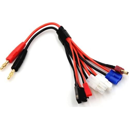 All-in-One B6 Charger Cable 4mm Banana Connector to JST/T plug/SM/Futaba/ EC3 conenctos