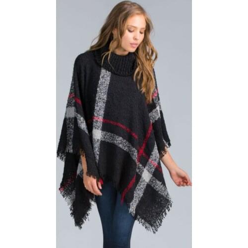 [Visual Axles] 7 Colors 469g 2017 New Women Winter Fashion Knitting Wool Hooded Poncho Ruana