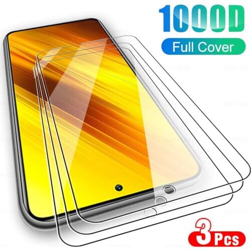 3pcs Tempered Glass For Xiaomi Poco X3 Pro Pocophone M3 F3 F1 M F X 3 NFC x3Pro Screen Protector HD Safety Protective Cover Film