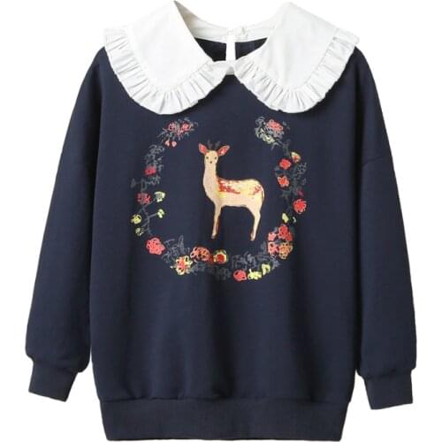 Merry Pretty Women Sweet Hoodies Autumn Winter Long Sleeve Harajuku Sweatshirts Dear Printed Christmas Hoodies Pullovers