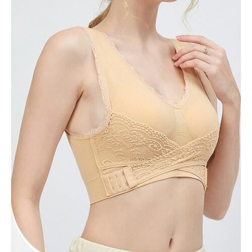 Push Up Bra Womens Seamless Lace Padded Bra Wirefree Bralette Front Buckle Design Sports Yoga Bra d88