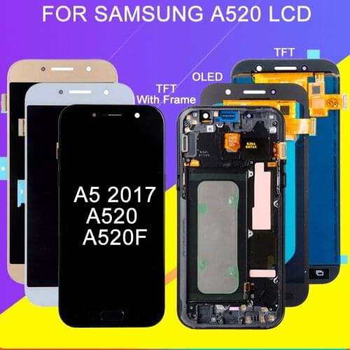 Catteny For Samsung Galaxy A520 Display Panel Touch A520F Screen Digitizer A5 2017 LCD Assembly Replacement With Frame