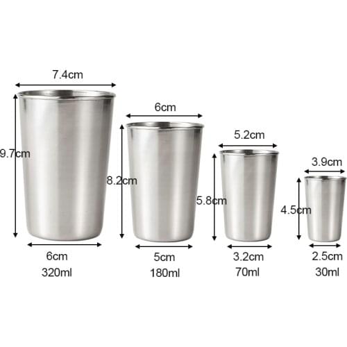 1 Pcs New Stainless Steel Metal Beer Cup Wine Cups Coffee Tumbler Tea Milk Mugs Home 30ml/70ml/180ml/320ml Free Shipping