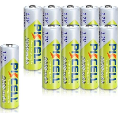 10pcs PKCELL AA 2600mah battery 1.2v NIMH rechargeable batteries AA Bateria Baterias for flashlight camera children toys