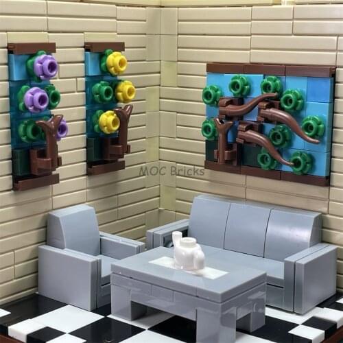 2set/lot MOC Bricks Mural Art Ideas Picture Painting Flower Wall Decorate Room Educational Building Figures Gift