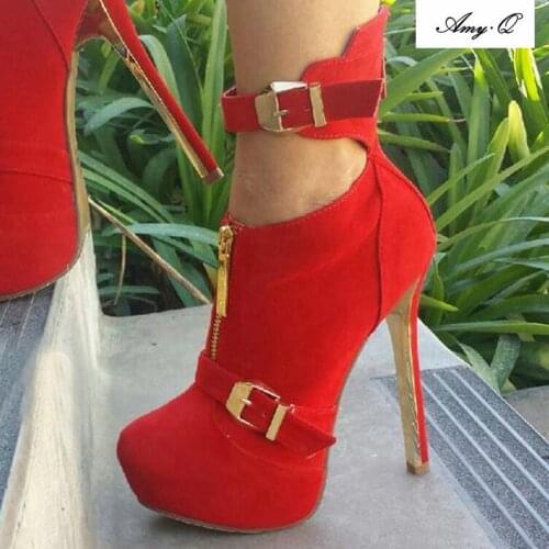 2019 High Heels 14.5cm women shoes Party Wedding Shoes red cashmere leather Plus Size pump shoes