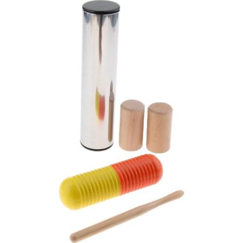 5pcs Hand Percussion Set Shaker Bell Sand Maraca Cabasa Shaker Rhythm Stick